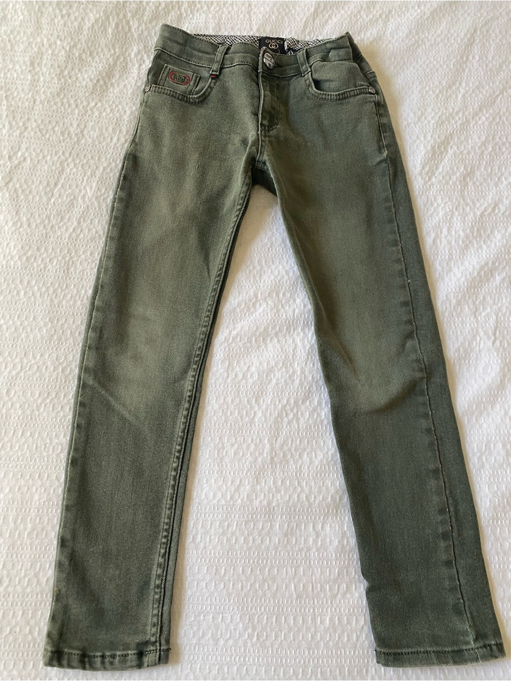 Gucci Kids Olive Green Slim Jeans
